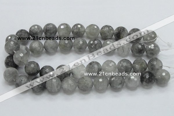 CCQ64 15.5 inches 18mm faceted round cloudy quartz beads wholesale