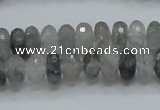 CCQ74 15.5 inches 7*10mm faceted rondelle cloudy quartz beads wholesale