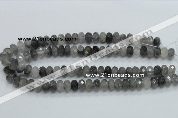 CCQ76 15.5 inches 8*14mm faceted rondelle cloudy quartz beads wholesale