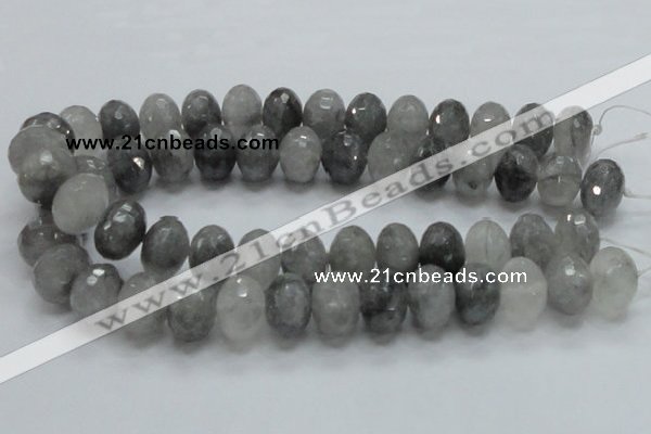 CCQ79 15.5 inches 15*20mm faceted rondelle cloudy quartz beads wholesale