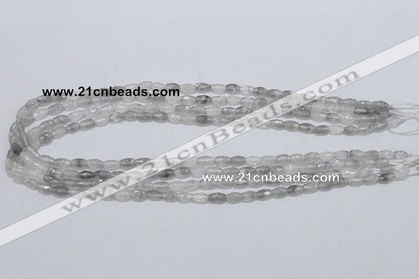 CCQ88 15.5 inches 4*7mm faceted rice cloudy quartz beads wholesale