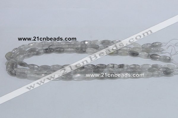 CCQ91 15.5 inches 6*12mm faceted rice cloudy quartz beads wholesale