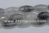 CCQ92 15.5 inches 8*16mm faceted rice cloudy quartz beads wholesale