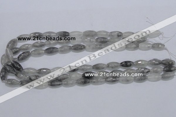 CCQ92 15.5 inches 8*16mm faceted rice cloudy quartz beads wholesale