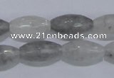 CCQ93 15.5 inches 10*20mm faceted rice cloudy quartz beads wholesale