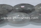 CCQ94 15.5 inches 15*30mm faceted rice cloudy quartz beads wholesale