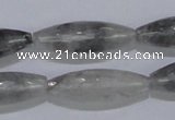 CCQ95 15.5 inches 10*30mm faceted rice cloudy quartz beads wholesale