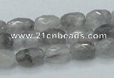 CCQ97 15.5 inches 8*12mm faceted egg-shaped cloudy quartz beads