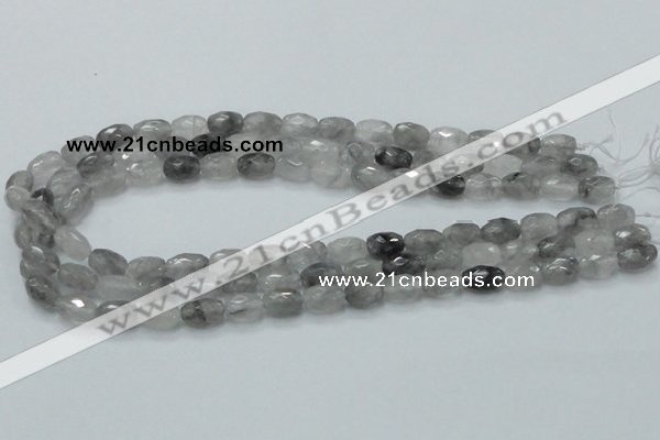 CCQ97 15.5 inches 8*12mm faceted egg-shaped cloudy quartz beads