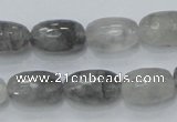 CCQ99 15.5 inches 10*16mm faceted egg-shaped cloudy quartz beads