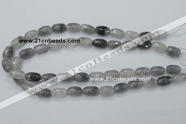 CCQ99 15.5 inches 10*16mm faceted egg-shaped cloudy quartz beads