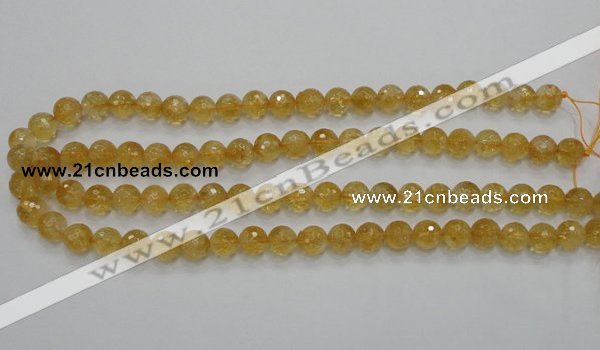 CCR05 15.5 inches 10mm faceted round natural citrine gemstone beads