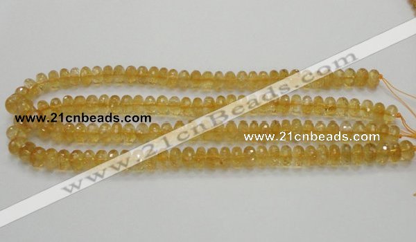 CCR09 15.5 inches 6*10mm faceted rondelle natural citrine gemstone beads