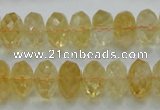 CCR11 15.5 inches 8*14mm faceted rondelle natural citrine gemstone beads