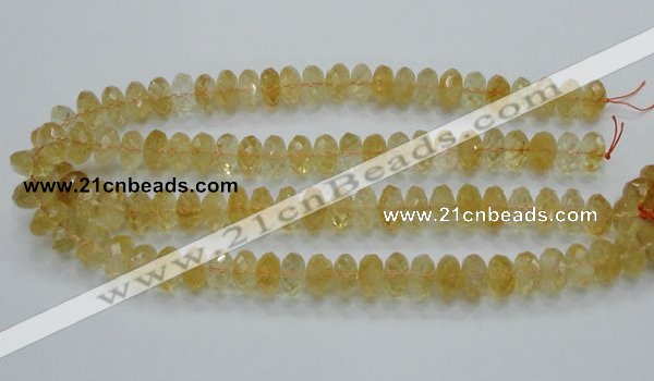 CCR11 15.5 inches 8*14mm faceted rondelle natural citrine gemstone beads