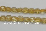 CCR12 15.5 inches 7*7mm faceted square natural citrine gemstone beads