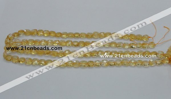 CCR14 15.5 inches 8*8mm faceted square natural citrine gemstone beads