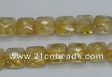 CCR15 15.5 inches 10*10mm faceted square natural citrine gemstone beads