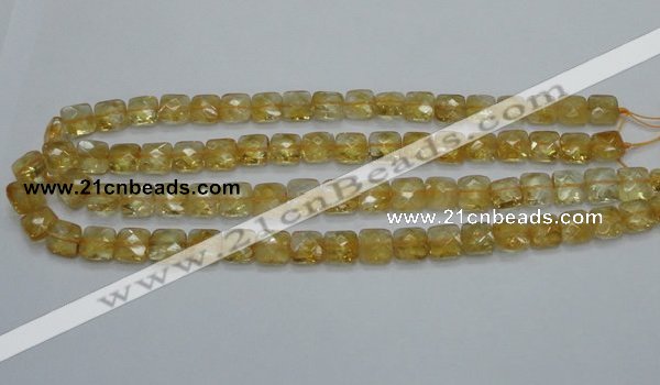 CCR15 15.5 inches 10*10mm faceted square natural citrine gemstone beads