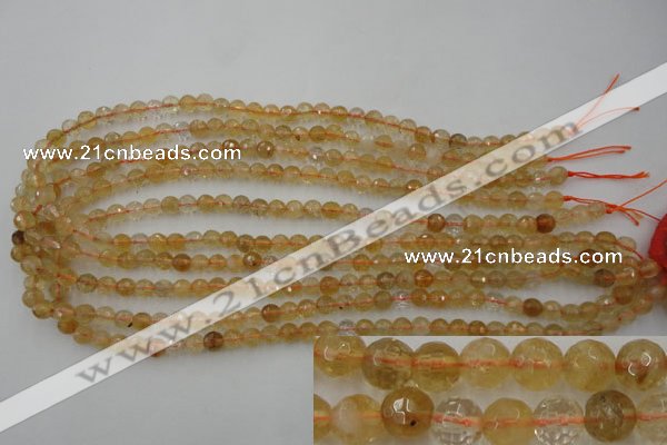 CCR151 15.5 inches 6mm faceted round natural citrine gemstone beads