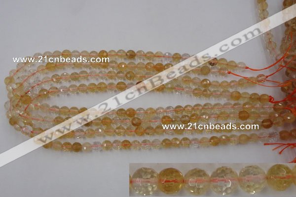 CCR152 15.5 inches 7mm faceted round natural citrine gemstone beads