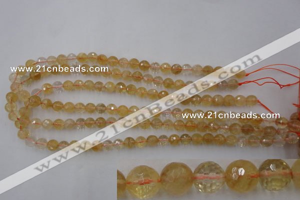 CCR153 15.5 inches 8mm faceted round natural citrine gemstone beads