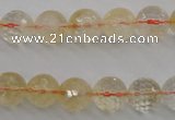 CCR155 15.5 inches 10mm faceted round natural citrine beads
