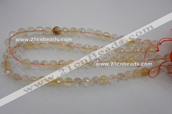 CCR155 15.5 inches 10mm faceted round natural citrine beads