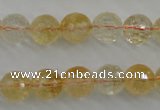 CCR156 15.5 inches 11mm faceted round natural citrine beads