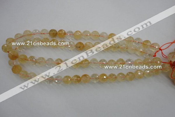 CCR156 15.5 inches 11mm faceted round natural citrine beads