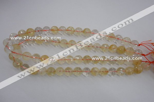 CCR157 15.5 inches 12mm faceted round natural citrine beads