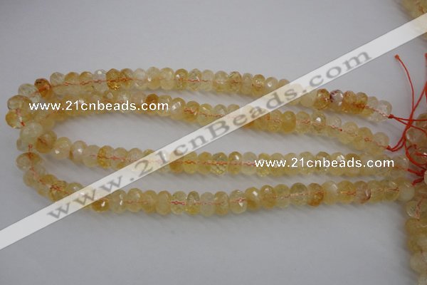 CCR163 15.5 inches 7*12mm faceted rondelle natural citrine beads