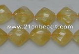 CCR17 15.5 inches 12*12mm faceted diamond natural citrine gemstone beads