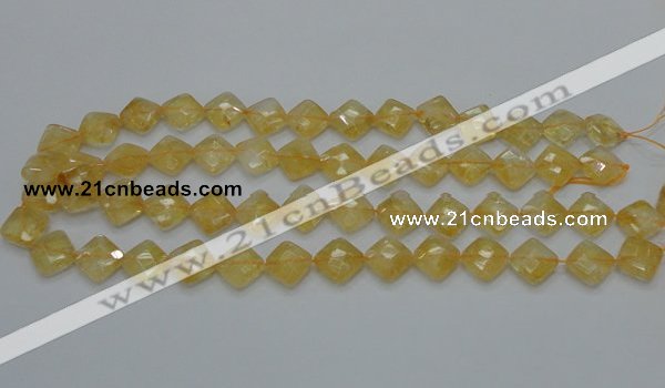 CCR17 15.5 inches 12*12mm faceted diamond natural citrine gemstone beads