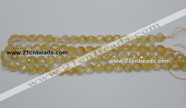 CCR18 15.5 inches 10mm faceted flat round natural citrine gemstone beads