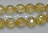 CCR19 15.5 inches 12mm faceted flat round natural citrine gemstone beads