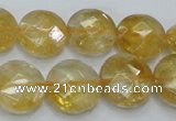 CCR20 15.5 inches 14mm faceted flat round natural citrine gemstone beads