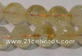 CCR205 15.5 inches 14mm faceted round natural citrine gemstone beads