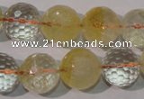 CCR206 15.5 inches 15mm faceted round natural citrine gemstone beads