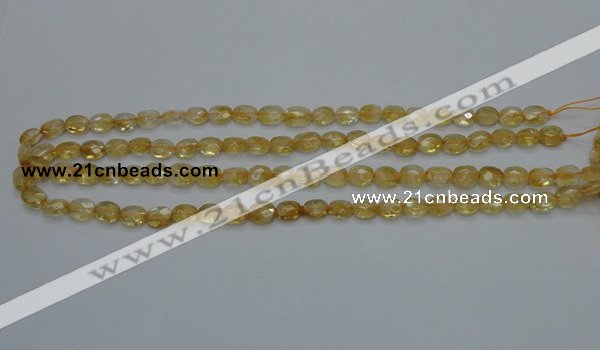 CCR21 15.5 inches 6*7mm faceted oval natural citrine gemstone beads