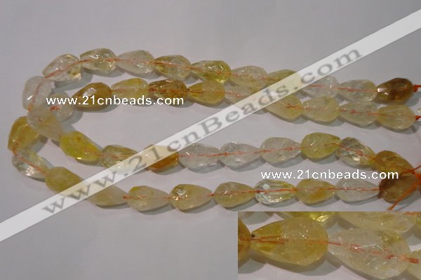 CCR212 15.5 inches 13*18mm faceted teardrop citrine gemstone beads