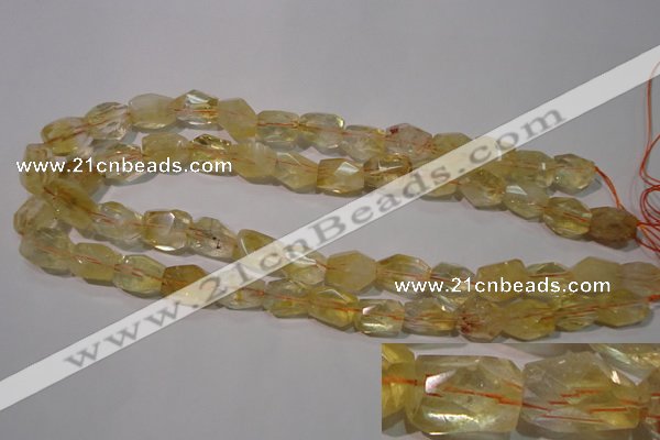 CCR214 15.5 inches 12*14mm faceted nuggets natural citrine beads