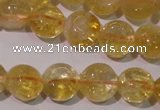 CCR230 15.5 inches 8mm flat round natural citrine gemstone beads