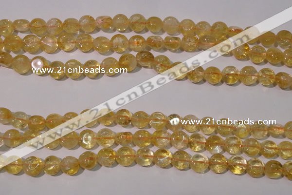 CCR230 15.5 inches 8mm flat round natural citrine gemstone beads