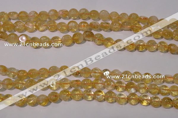 CCR231 15.5 inches 10mm flat round natural citrine gemstone beads