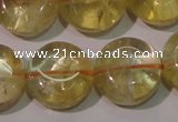 CCR233 15.5 inches 14mm flat round natural citrine gemstone beads