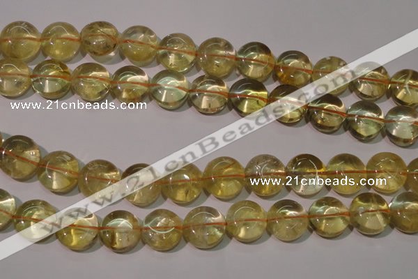 CCR233 15.5 inches 14mm flat round natural citrine gemstone beads