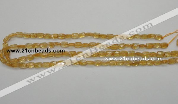 CCR26 15.5 inches 6*7mm faceted rectangle natural citrine beads