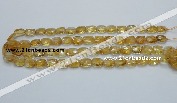 CCR28 15.5 inches 11*13mm faceted rectangle natural citrine beads