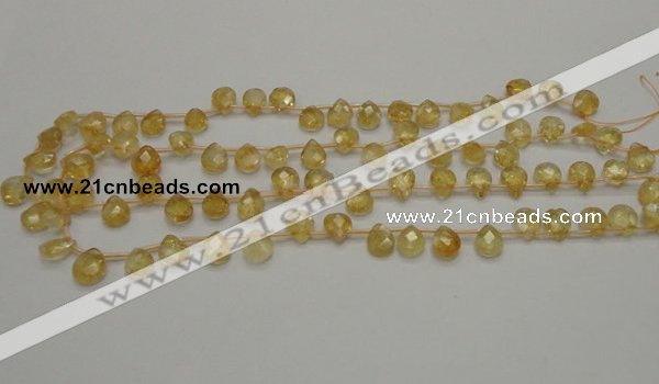 CCR31 15.5 inches 8*10mm faceted briolette natural citrine beads